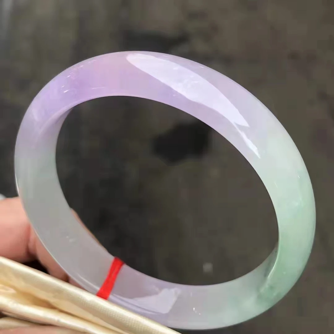 

Natural Myanmar jadeite bangle flat bar real jadeite bangle natural purple jade stone for woman temperament bracelets 58mm 396