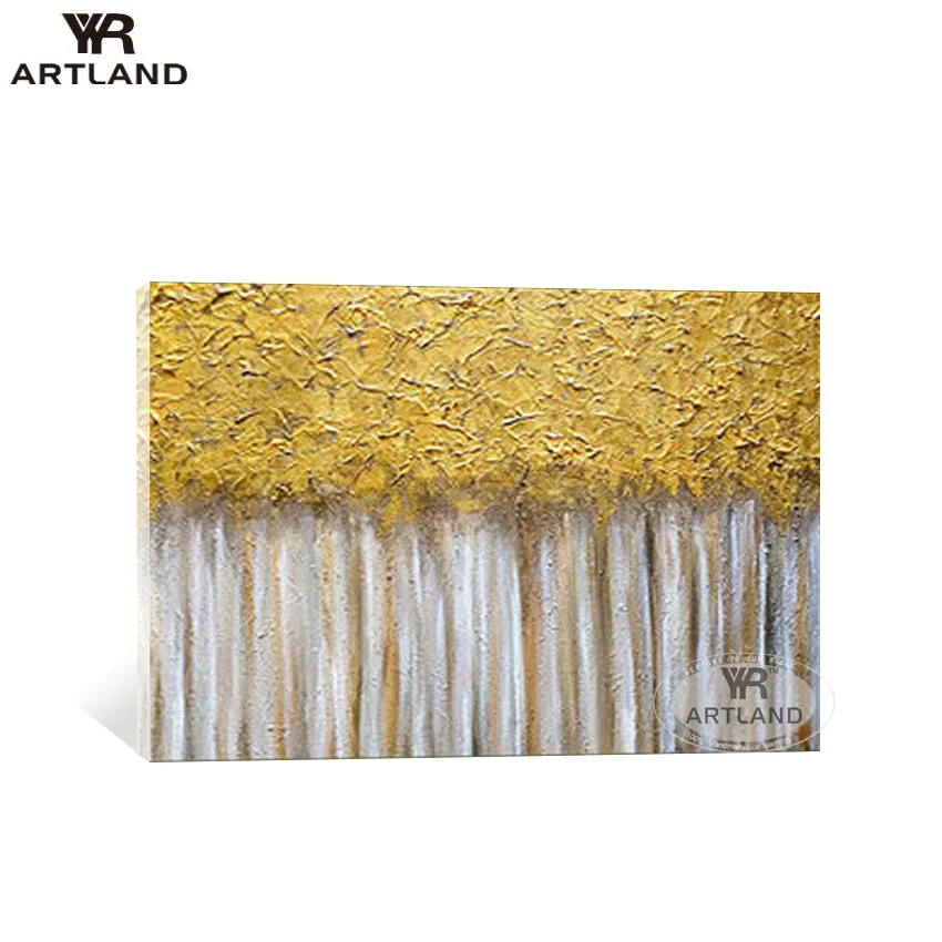 

YYR-ARTLAND Home wall decor 100% Hand painted oil painting on canvas abstract yellow trees landscape hanging picture for room