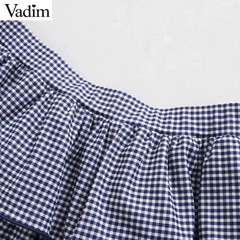 Vadim милый женский плиссированная мини-юбка в клетку многослойная эластичная