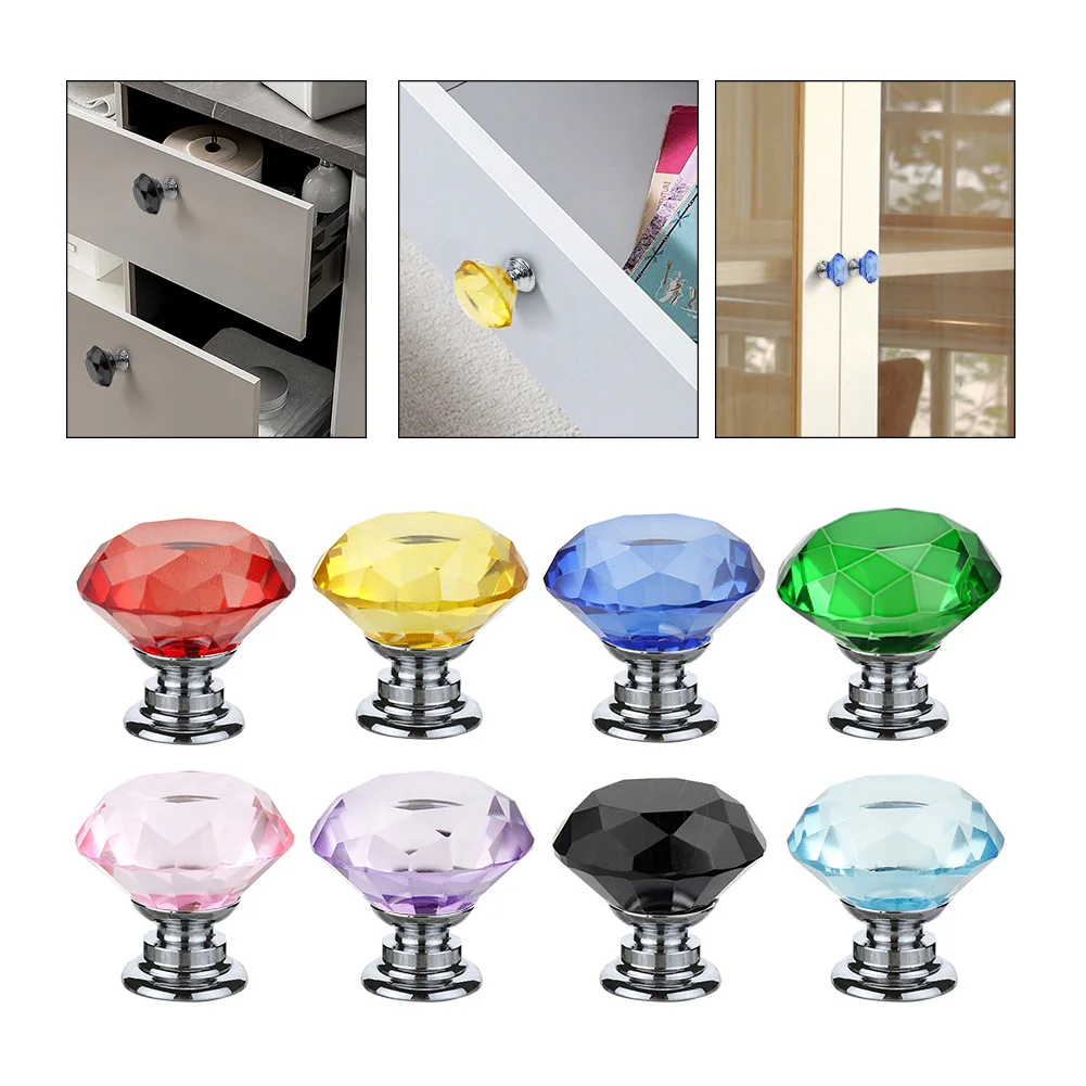 

10PCS Crystal Diamond Cabinet Knobs and Handles 30mm Gold Kitchen Cupboard Door Pulls Dresser Furniture Handle Hardware