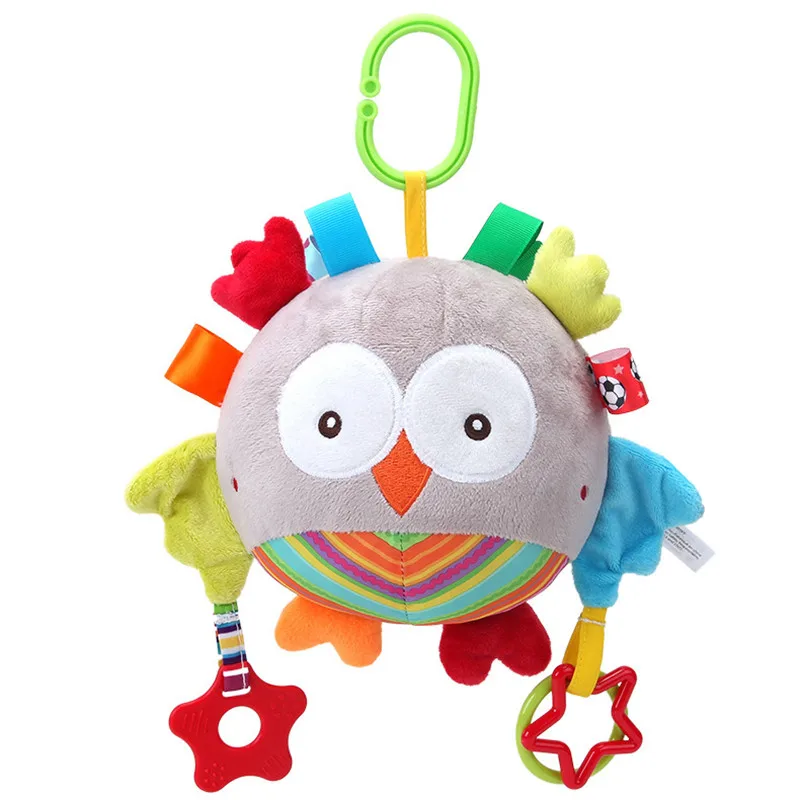 

Stuffed Duck Rabbit Dog Owl Ball Newborn Rattles With Teether Baby Crib Stroller Pram Mobile Children's Toys 0 12 Month Infant