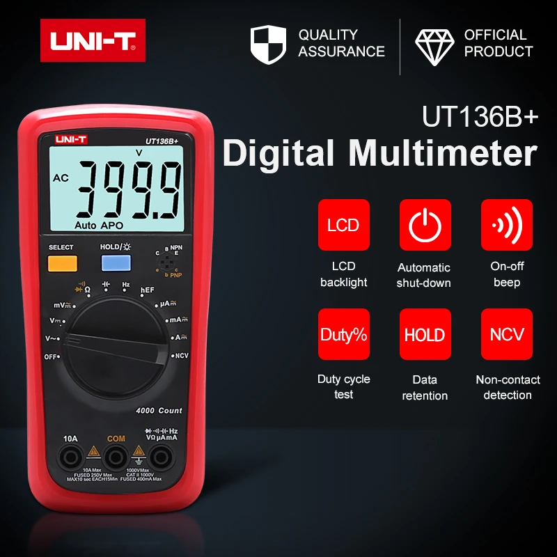 Цифровой мультиметр UT136B + CAT II1000V/CAT III 600 В большой ЖК-экран тестер емкости