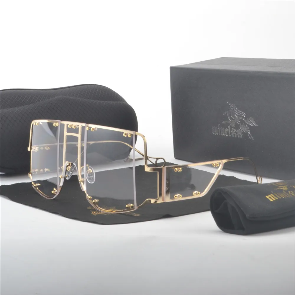 Модные металлические прозрачные солнцезащитные очки для женщин 2019
