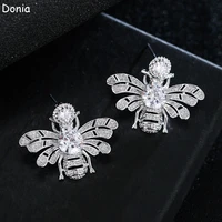 donia jewelry new fashion bee earrings full diamond copper micro inlaid aaa zircon bee earrings ladies luxury jewelry
