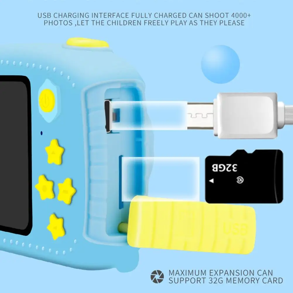 

12MP Children 2inch Mini Digital Video Camera Rabbit Silicone Case Tour Rabbit Play Camera Video Recorder with 32GB Card Reader