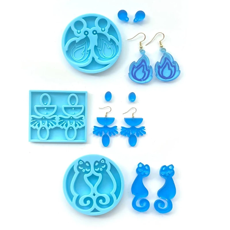 

E56A Earrings Epoxy Resin Mold Jewelry Pendant Ear Drop Dangles Silicone Mould DIY Crafts Ornaments Casting Tool