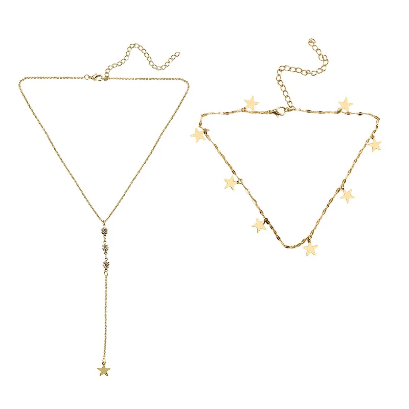 Женское винтажное ожерелье в богемном стиле золотистого цвета с подвеской виде