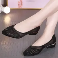2021 NEW Mesh Low Heels,Women's Comfortable Shoes,Hollow out,Rhinestone Pointed Toe Sandals,Slip on,BLACK,SILVER,Dropshipping