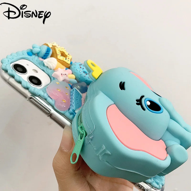 

Disney Dumbo handmade diy coin purse cute creative mobile phone case for iphone 12mini/11promax/12promax/se/xr/7p/8p/xs/xsmax/11