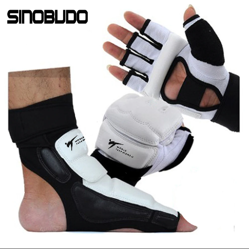 

High-Quality WT Taekwondo Pu Hand Gloves Foot Socks Protector Guard Karate Boxing Ankle Palm Protector Guard Gear Suit Adult Kid