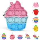 Мини брелки в виде монстра для детей и взрослых, Пузырьковые пузырьки, сенсорные игрушки, развивающая игрушка, антистресс