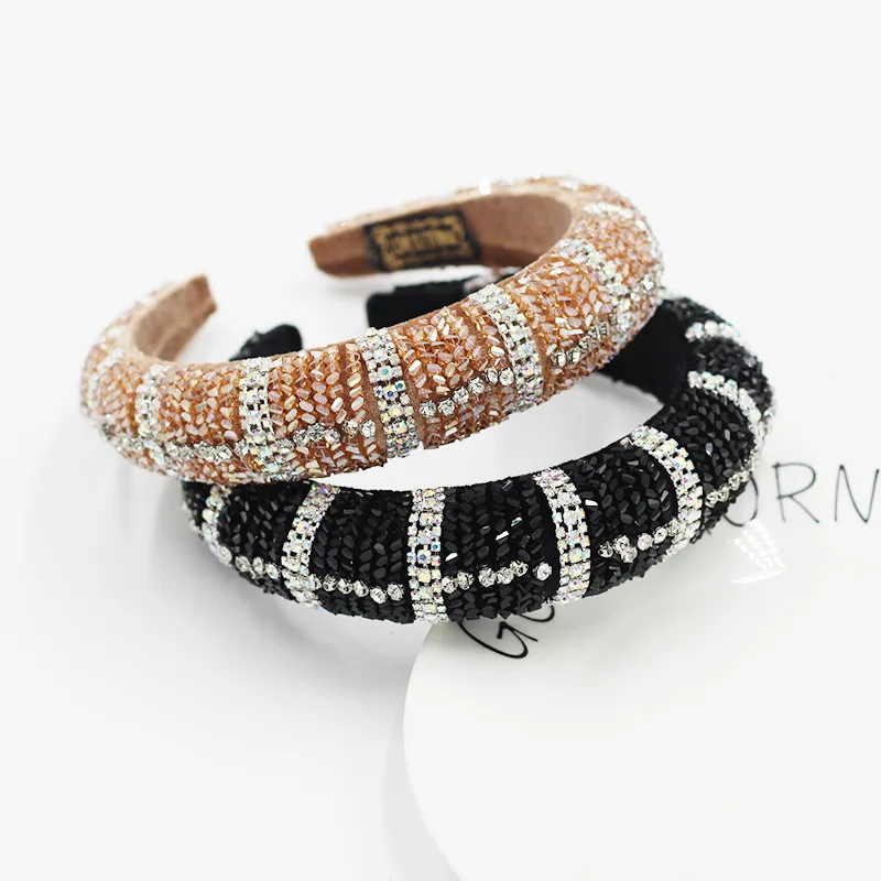 

Повязка на голову женская, в европейском и американском стиле, разноцветная, со стразами, сшитая вручную