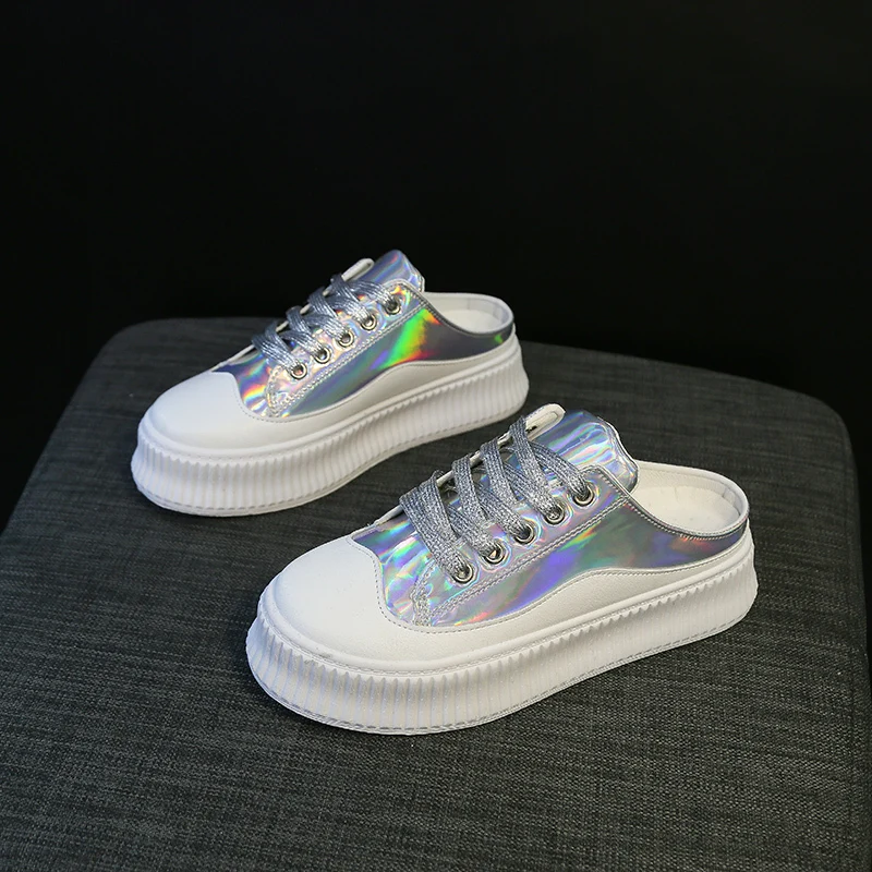 Летние женские тапочки из искусственной кожи Уличные на резиновой подошве