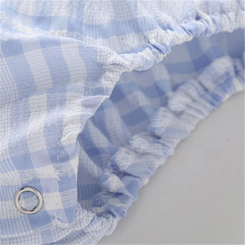 Лидер продаж детские клетчатые комбинезоны для девочек хлопковые Простые Летние