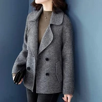woolen coat womens new year autumn and winter 2021 new british style retro thick mid length woolen coat trend winter