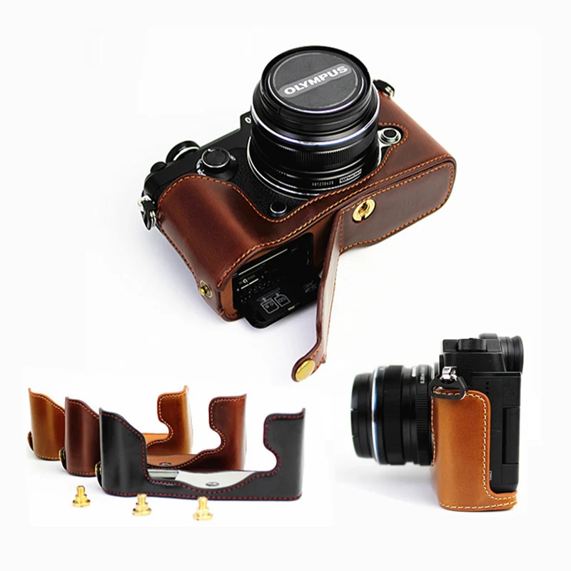 Из искусственной кожи чехол половина тела камера крышка сумка для Olympus PEN F PENF