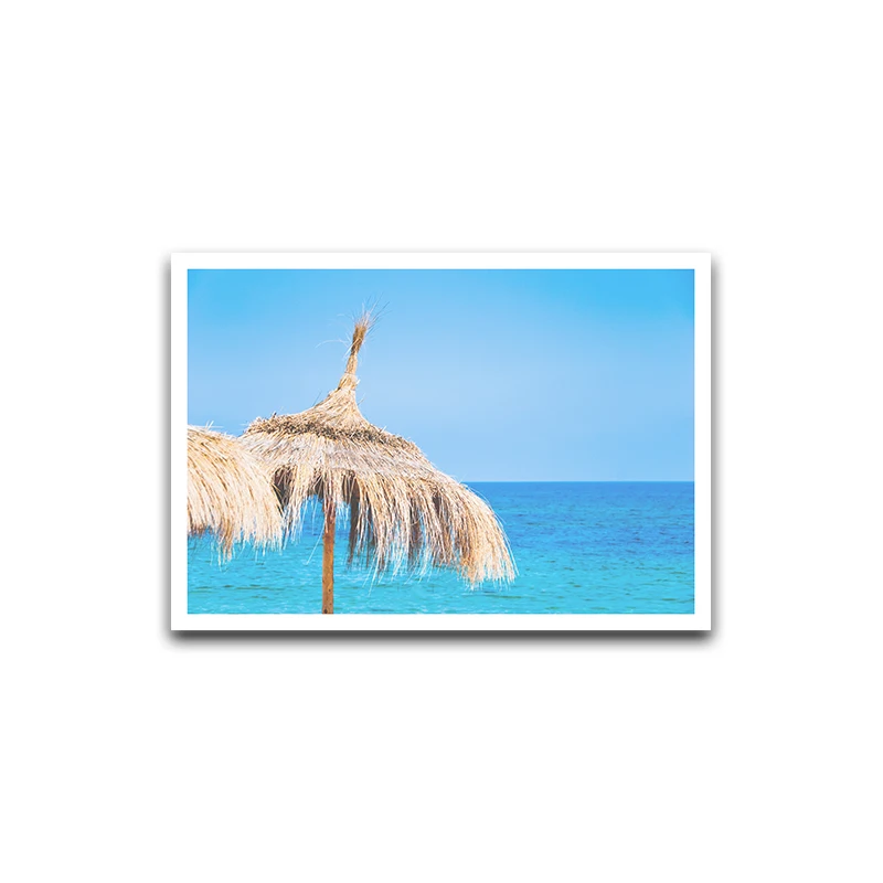 

Tropical Beach Landscape Picture Azure Ocean Palm Trees Sailboat Poster Nordic Decoration Print Wall Art Canvas Painting Decor