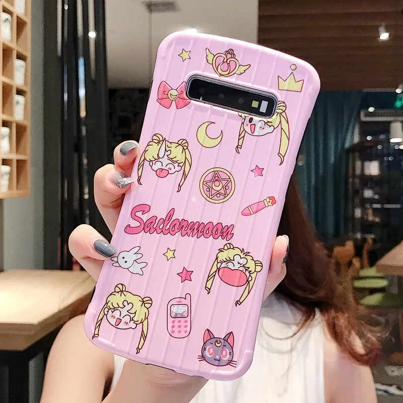 Противоударный чехол с рисунком Сейлор Мун для samsung Galaxy S10 Plus S8 S9 Модный 3D багажный