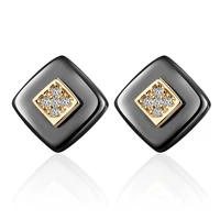 simple square ceramic stud earrings for women gold silver color cubic zirconia small earrings romantic jewelry gifts for girls