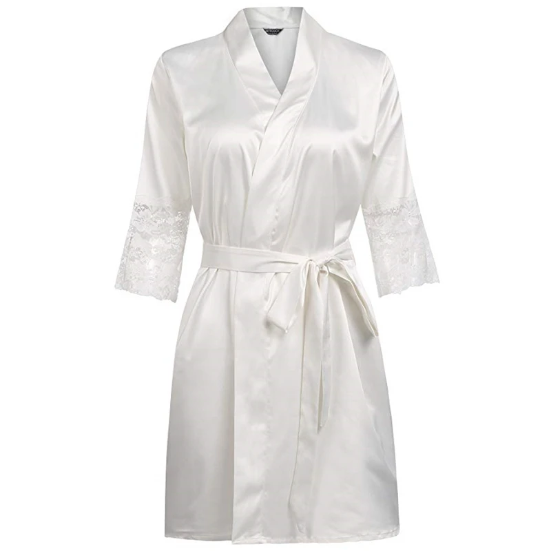 Пикантное шелковое Короткое Кимоно черного и белого цвета модный халат в