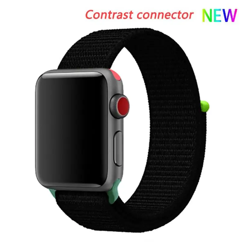 black 8 hit Нейлоновый ремешок для apple watch 44 мм/40 мм 4 5 iwatch 42 мм/38 мм 3 2 1 браслет красочные спортивные аксессуары для часов - Цвет ремешка: black 8 hit
