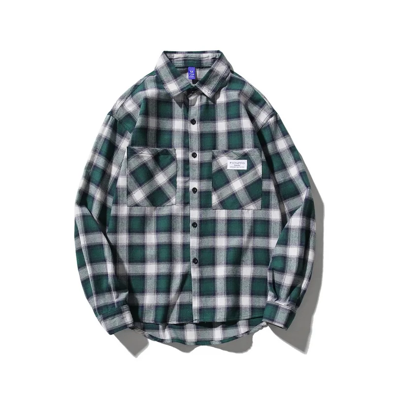 

Casual Brand Men'S Plaid Shirts Long Sleeves 2020 New Spring Autumn OverSize M-5XL
