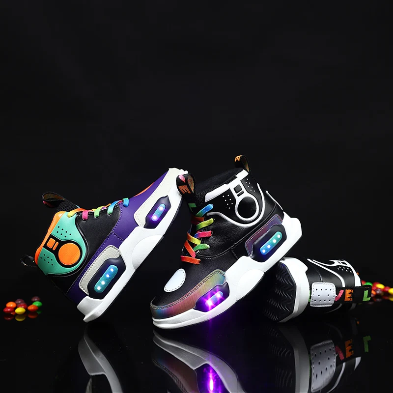 

Size 28-37 Children Casual Shoes With Lights USB Charge Luminous Sneakers Kids Boys Glowing Led Lighted scarpe