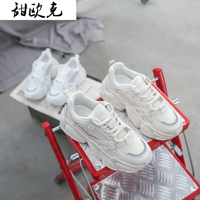 

2021 Women's Shoes Fashion New Walking Platform Shoes Women's Mesh Breathable Sneakers Spring Comfortable Lace-up Casual Shoes