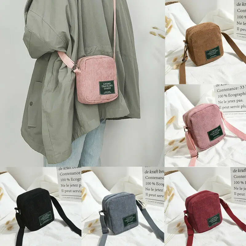 Новинка 2019 модная женская Вельветовая сумка для покупок через плечо однотонная