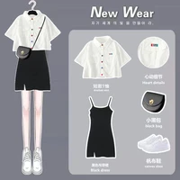 suit skirt 2021 new college polo shirt suspender dress suit skirt female summer fashion