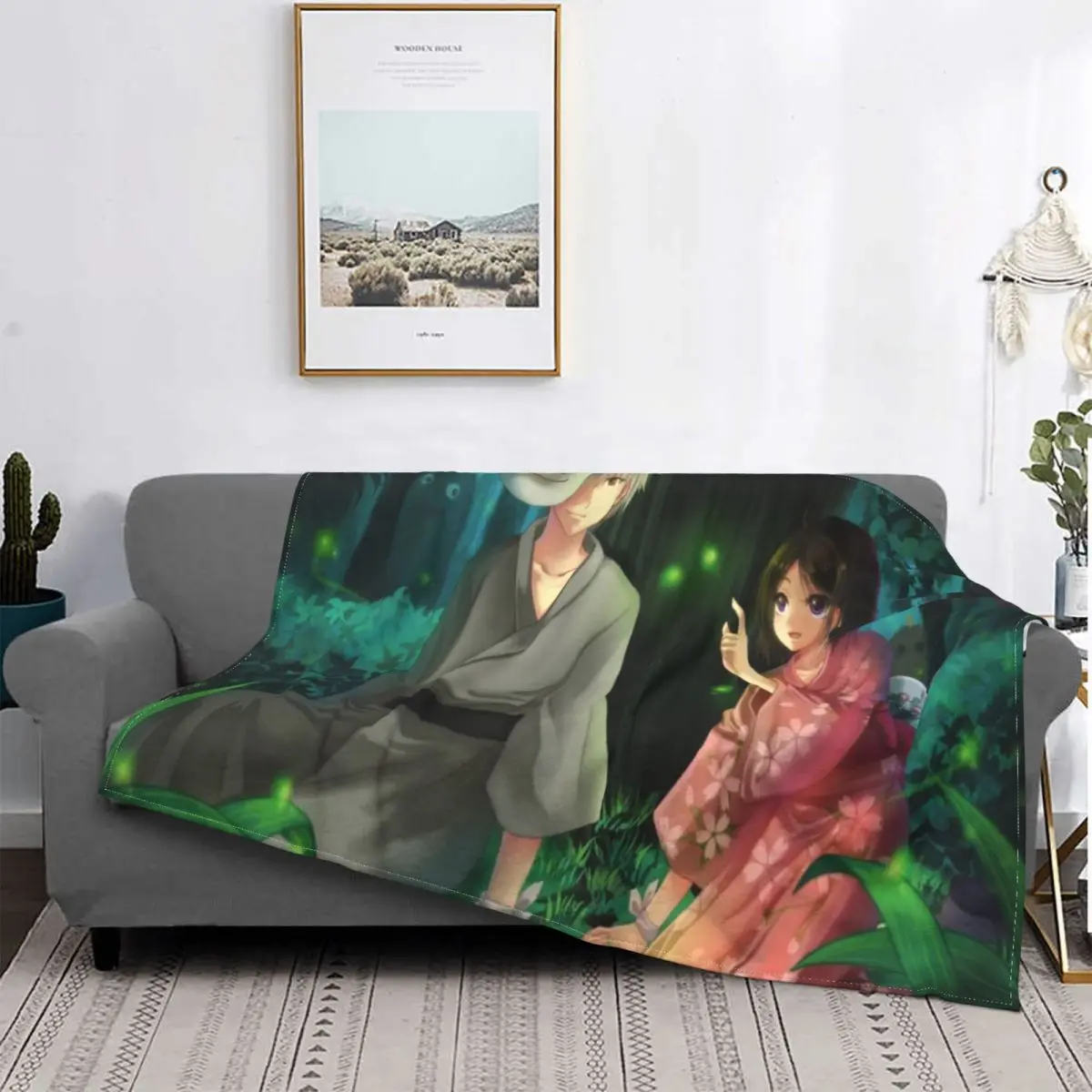 Светильник кое одеяло в лесу светлячков флисовая маска с принтом японское аниме