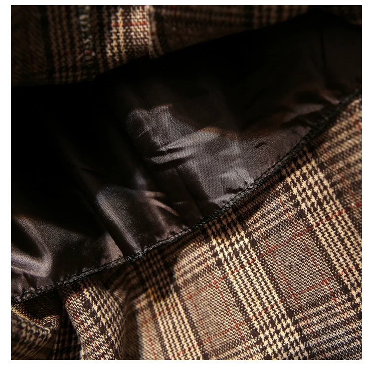 Большие размеры 3XL осень зима женские шерстяные юбки Клетчатые Юбки-миди 2019