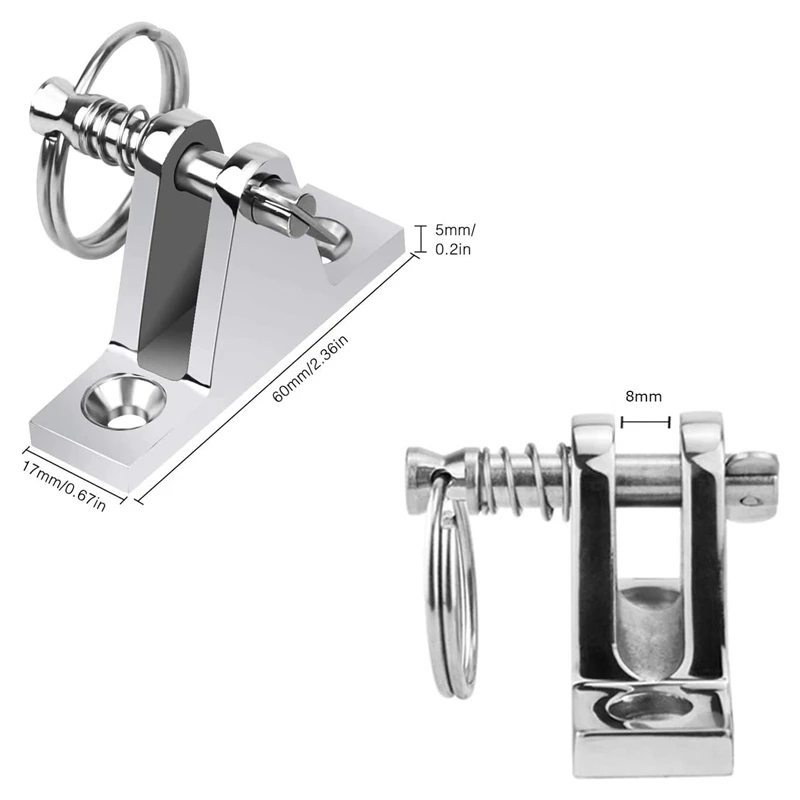 

4 Pack Marine Grade Nylon Bimini Top 90 Stainless Deck Hinge with Pin and Ring 316 Stainless Steel Deck Hinge Mount