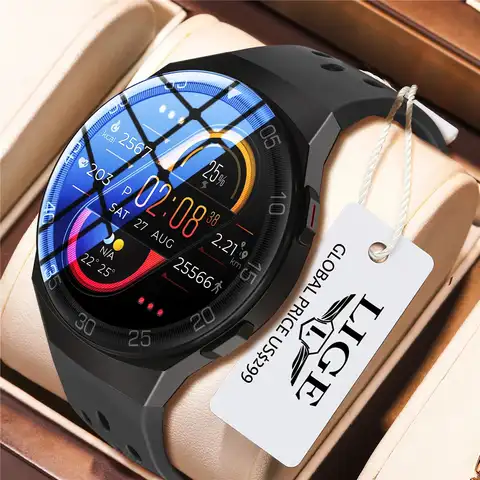 Часы наручные LIGE Мужские Цифровые, спортивные электронные светодиодные Смарт-часы с силиконовым ремешком, водонепроницаемые с Bluetooth