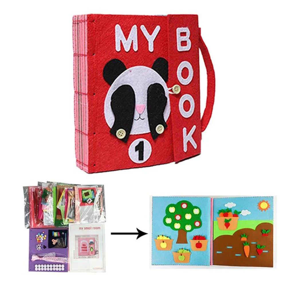 

Animal Style DIY Book Felt Quiet Books Early Educational Cognitive Development Toys Handmade Cute Kids Cloth Books with 3 Glues