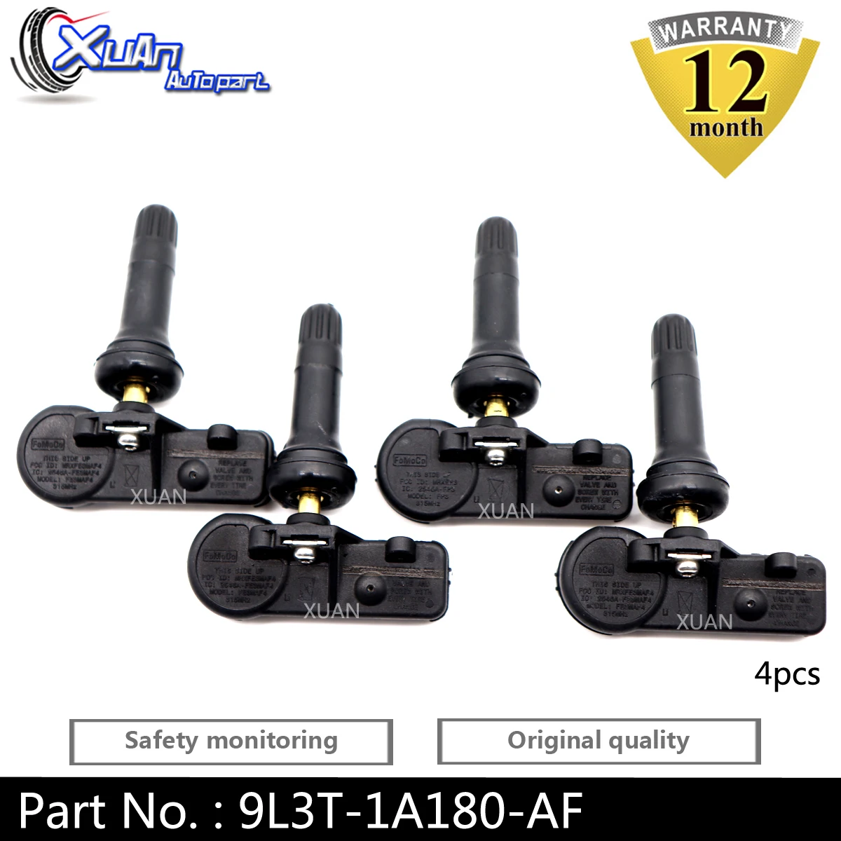 XUAN 4 шт. датчик давления в шинах TPMS 9L3T 1A180 AF для Ford|Системы контроля внутришинного