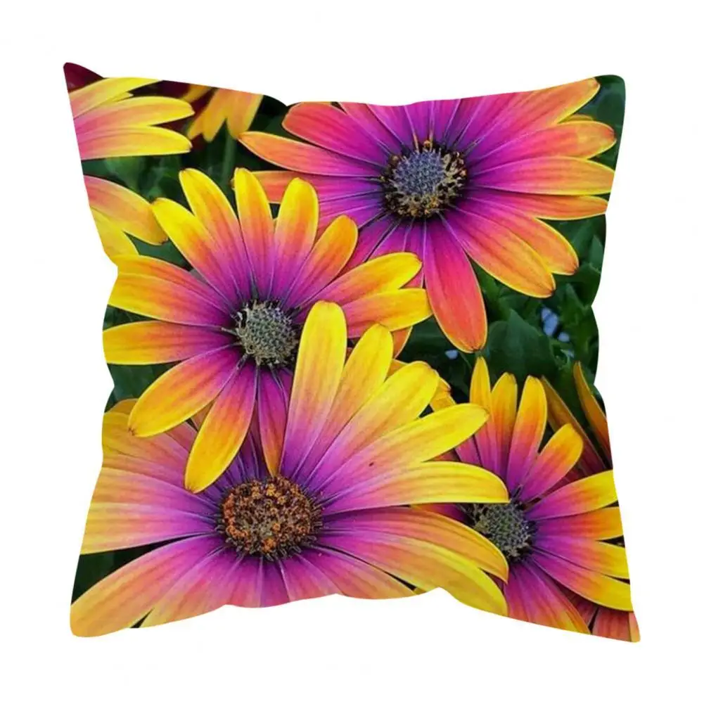

Popular Pillow Slipcover Breathable Polyester Pillow Cover Decorative Yellow Flower Printed Pillow Case