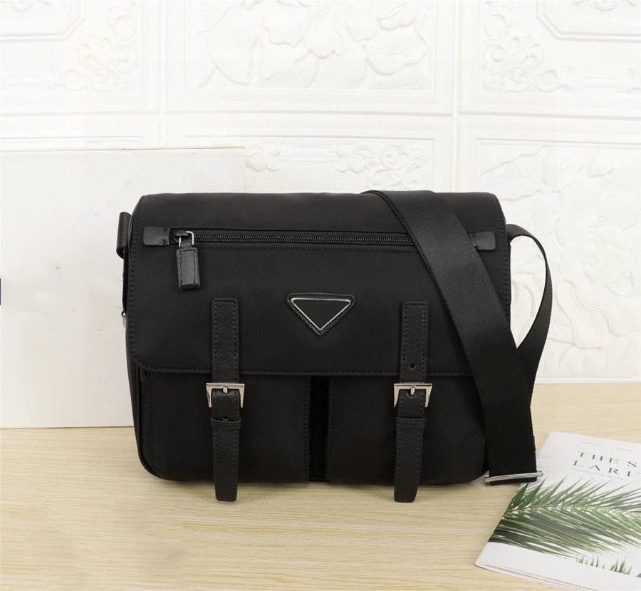 

Черная нейлоновая сумка-мессенджер для мужчин, мессенджер с множеством карманов и пряжкой, Повседневная универсальная деловая офисная Сум...