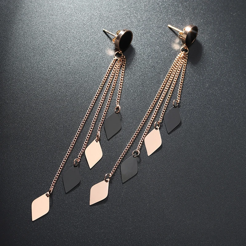 Женские серьги-подвески из титановой стали многослойные длинные висячие серьги