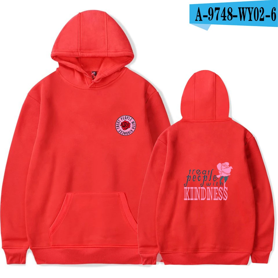 red Стиль Гарри s толстовка с капюшоном, толстовка с надписью «Treat People With Kindness», толстовка с капюшоном «Polluvers», Стиль Гарри Фана, уличная одежда, пять цветов - Цвет: red