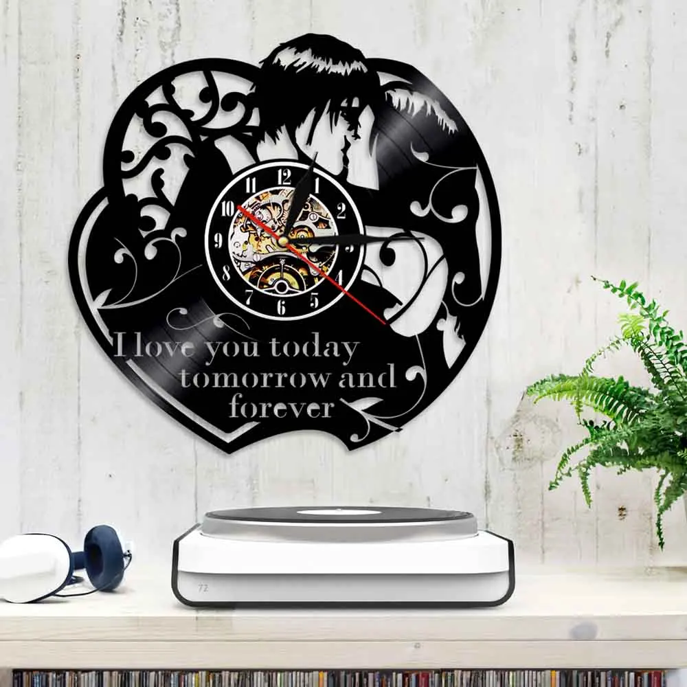 Виниловые настенные часы с надписью I Love You Forever|Настенные часы| |