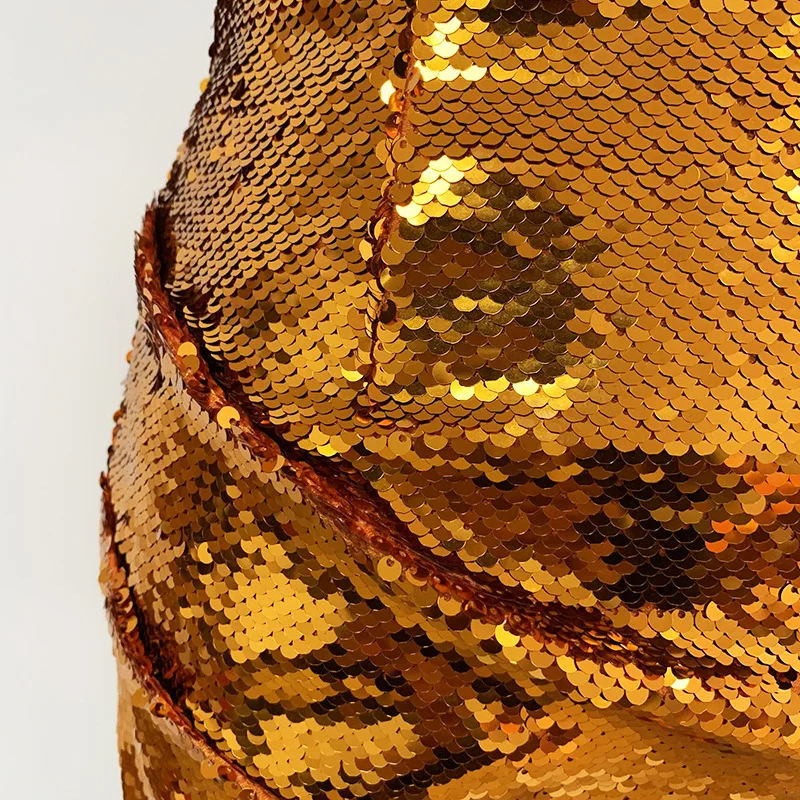 Осень 2020 Блестящий Золотой блестками комплект из двух предметов женский длинный