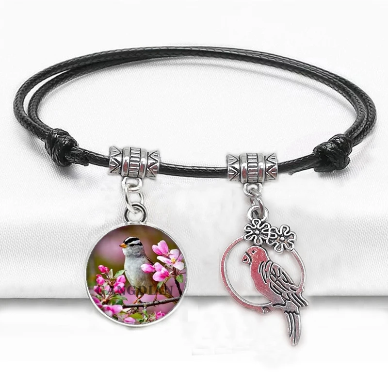 Винтажный браслет с подвеской в виде птицы античном стиле модный черный на руку