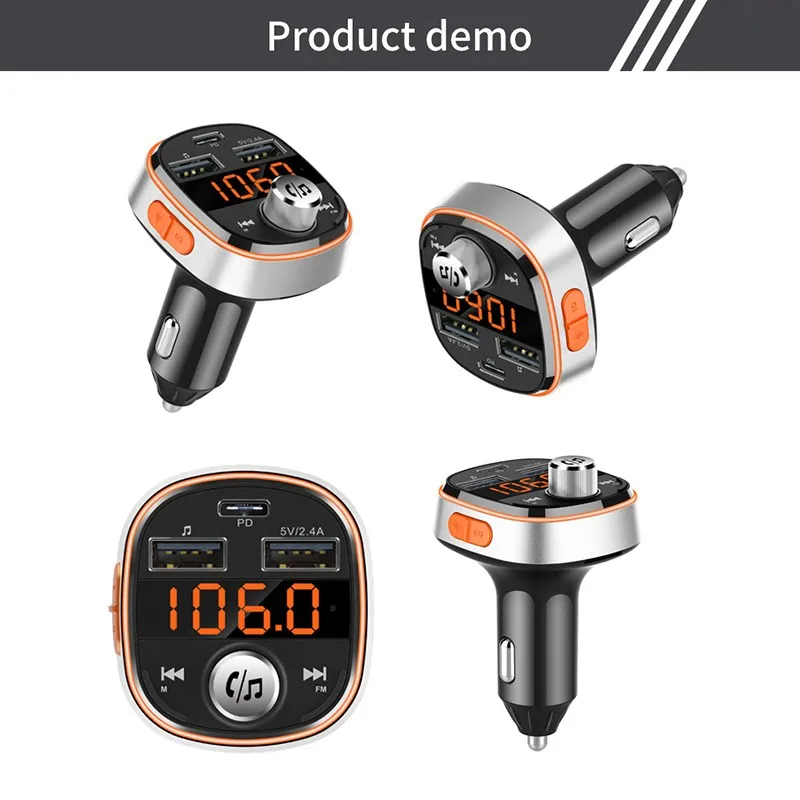 Автомобильный FM-передатчик PD 3 0 Быстрая зарядка беспроводной Bluetooth стерео