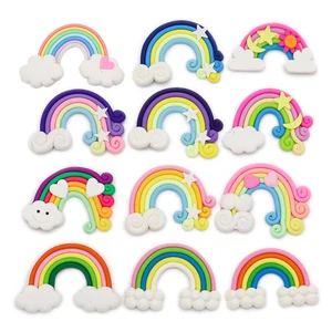 10 шт.лот 55*38 мм Kawaii мягкая глина радужные кабошоны ручной работы полимерный материал DIY бант для волос Microlandschaft