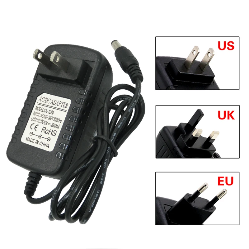 Vogliovoi 12V 2A Питание 24W 110/240V стандарта ЕС США Великобритании Plug Водонепроницаемый