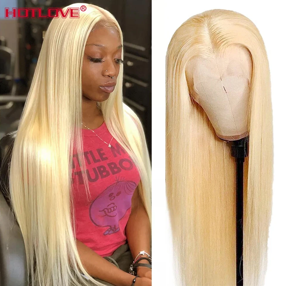 613 Blonde Lace Front Human Hair Wigs Brazilian 13x4 Straight Transparent Lace Frontal Wig Pre Plucked For Women 150% Remy Wigs