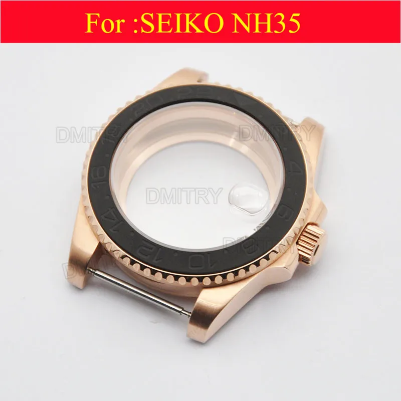

Watch parts, 40mm Electroplated rose gold case.For 20 mm stainless steel adjustable length strap, nh35 movement case.