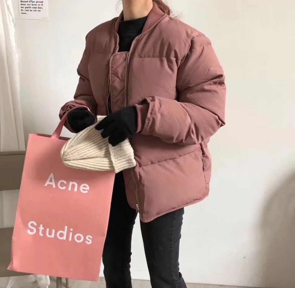 

Korean Winter Parkas Fashion Casual Baseball Jacket Elegant Cotton Padded Warm Solid Outerwear Bread Coat 4 Colors