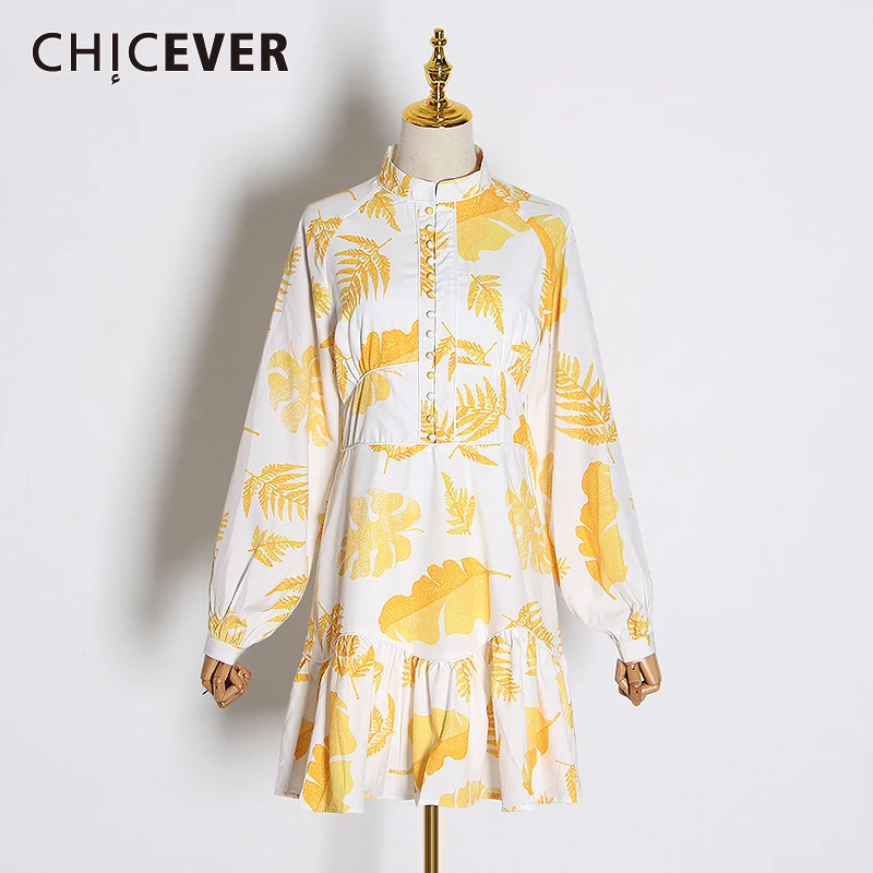 Женское винтажное платье CHICEVER однобортное с длинными рукавами фонариками и